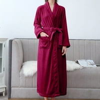 Pidžama za žene, mekani udobni flanelski ogrtač s dvostrukim džepom, Mekani i topli reverzibilni baršunasti ogrtač