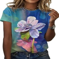 Ženska majica s prugastim tratinčicama, ležerna majica s cvjetnim printom, ležerni ljetni vrhovi na plaži, majica