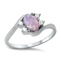 Vaša boja je ružičasti prsten s imitacijom prozirnog opala. Prsten od srebra u bijeloj boji, Ženska veličina 7