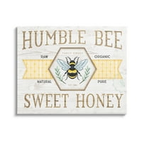 Stupell Industries Sweet Honey Bumble Bee Sign Country Tartan Banner Grafička umjetnička galerija zamotana platna