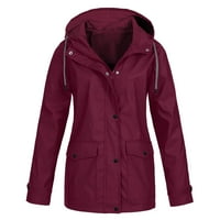 Ženska jesen / zima jednobojna jakna s kapuljačom i džepovima vodootporna jakna otporna na vjetar