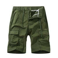 Kompresijske kratke hlače za muškarce s Kargo džepom skraćene jednobojne za aktivnu vojnu zelenu boju 4 inča