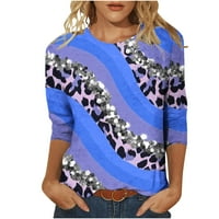 Tjedni ponudi Žene pruge leopard patchwork majica Pulover Majica ljetna modna bluza kratkih rukava za juniorske