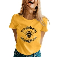 Ženska majica kratkih rukava s okruglim vratom s pčelinjim printom slatka lagana ženska jednostavna odjeća ulična
