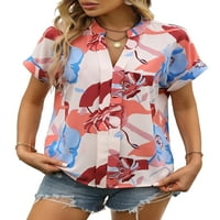 Ženska bluza s kratkim rukavima, košulje s kratkim rukavima i košulje s izrezom u obliku slova A, elegantni cvjetni