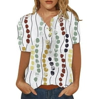 Majice za žene, Gornji dijelovi, ljetna moda kratkih rukava, Ležerne modne majice s printom na kopčanje, prevelike