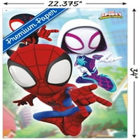Marvel Spider i njegovi nevjerojatni prijatelji - zidni poster paukova mreža s gumbima, 22.375 34