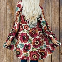 Bluze za žene odjevene povremene etničke etničke cvijeće i zima labava kardiganski vintage geometrijski kaputa