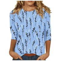 Rasprodaja Ženske majice s rukavima od tri četvrtine modni cvjetni Print Okrugli vrat široki puloveri bluze u