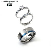 Kompleti zaručničkog prstena podesive veličine upareni prstenovi zaručnički prsten od sterling srebra okrugli
