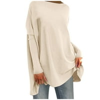 Majice za žene Trendi jednobojne osnovne Ležerne široke majice s okruglim vratom dugih rukava bluza