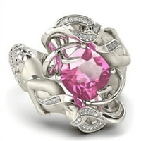 Prsten od crvenog prirodnog rubina izrezan u narančastom luksuznom prstenu sirene od srebra za žene, svadbeni