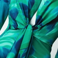 Jesenske haljine za žene trendi maxi digitalni tiskani gumb dolje dugim rukavima bluza zelena s