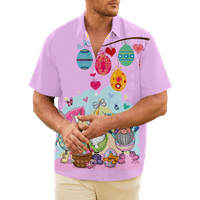 Uskrsne havajske majice za dječake i muškarce Sretan Uskrs Havajska Majica kratkih rukava s printom gumba ležerna