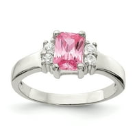 Prsten od sterling srebra s ružičastim i bijelim kubičnim cirkonijem, veličina 7. Fini nakit za žene, Pokloni