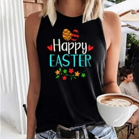 Ženska majica bez rukava sretna uskrsna modna majica s okruglim vratom bez rukava ležerni ljetni prsluk vrhovi