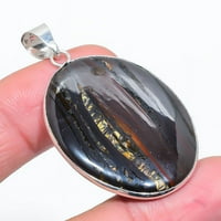 Iron Tiger Eye Gemstone ručno izrađen sterling srebrni nakit privjesak 1.97