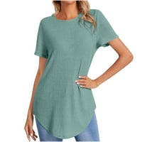 Top za žene Rasprodaja modna ženska ležerna obična bluza s okruglim vratom kratkih rukava široka majica ljetni