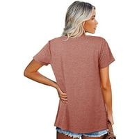 Ženska ljetna ležerna pamučna smiješna majica s izrezom i kratkim rukavima u obliku slova U, Plus size bluza