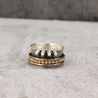 Dizajnerski prsten za predenje, prsten za meditaciju, prsten od sterling srebra, prsten za predenje, Višebojni