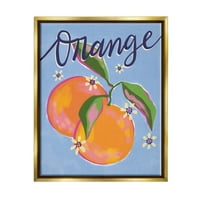 Narančasti citrusni plodovi cvjetni uzorak hrana i pića Grafička umjetnost Metalno zlato uokvireno umjetničko