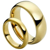 Za njega i nju, klasični set vjenčanih prstenova u obliku kupole s pozlaćenim volframovim karbidom