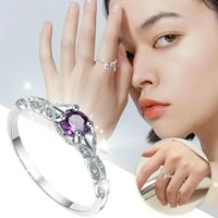 modni ženski prsten od ametista i cirkona, Kreativni prsten za nakit, rođendanski prijedlog, poklon za mladence,