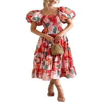 ;/ Ženska ljetna haljina na plaži kratkih rukava, duga cvjetna Maksi haljina, boemski casual kaftan s ramena,
