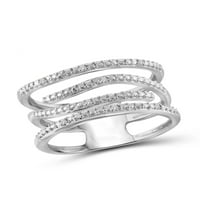 Otvoreni prsten od bijelog dijamanta u obliku vala od srebra