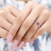 Ženski rubinski cvjetni prsten s moissanitom, Srebro, 6,00 dolara