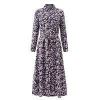 Koktel haljine za žene, Plus size haljina, Ženska Leopard šifonska haljina s printom dugih rukava, ležerna Vintage