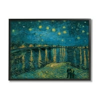 Stupell Industries Klasična zvjezdana noć nad Rhone Van Goghom slika crno uokviren Vincent van Gogh