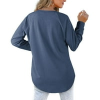 Ženske majice s okruglim vratom košulje dugih rukava Ležerne modne jednobojne tunike majice bluze udobne dukserice