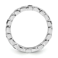 Crni i bijeli dijamantni prsten od srebra od srebra Veličina: 7; za odrasle i tinejdžere; za žene i muškarce